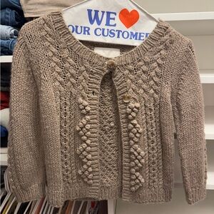 American Eagle Outfitters Tan Cardigan with Cable Knit Design